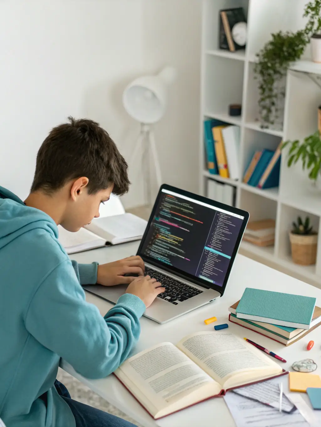 A close-up shot of a student debugging code on a laptop, highlighting the analytical and detail-oriented nature of coding.